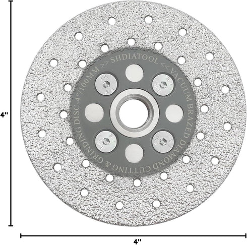 SHDIATOOL Diamond Granite Cutting Wheel for Marble Quartz, 4 Inch Fast Cutting Disc for Angle Grinder with 5/8-Inch-11
