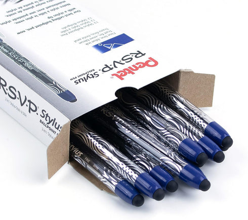 Pentel RSVP STYLUS Ballpoint Pen, Fine Line, Blue Ink, BK90L-C