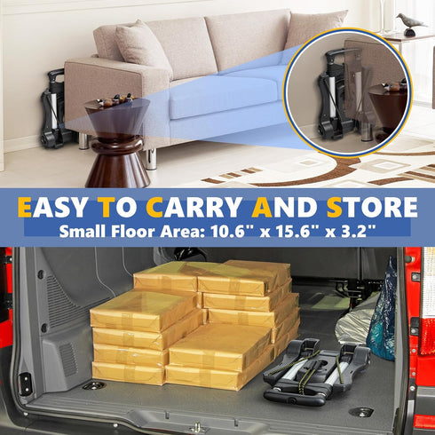 Gorpuire 2 Small Folding Hand Truck Dolly with Wheels, Foldable Luggage Cart, Lightweight Aluminum Collapsible Trolly