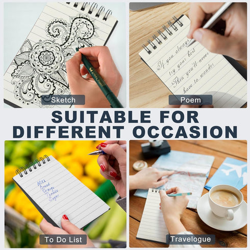 Small Spiral Notepads Bulk Pocket Notebooks, 3" x 5", 120 Pages Lined College Ruled Journal Mini Notepads