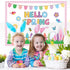 Happy Easter Bulletin Board Set with Pink Check Border, Rabbit, Bees, Butterflies, Hello Spring Cutouts for Kids