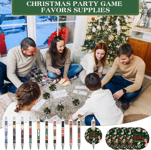 Jetec 100 Set Christmas Nutcracker Gifts, King and Soldier Nutcracker Ballpoint Pen with Have a Nutty Christmas Card