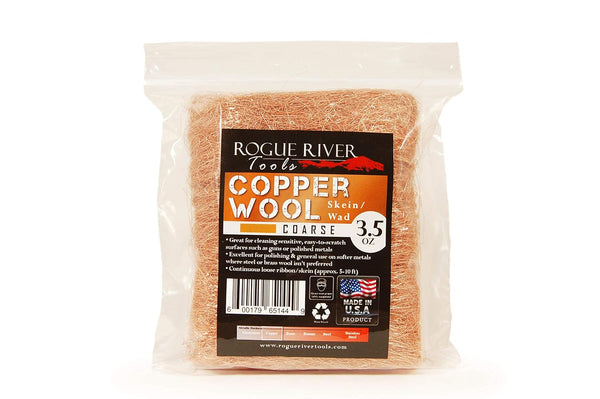 Copper Wool 3.5 Oz Skein/Pad by Rogue River Tools - Coarse Grade Pure Copper (Made in USA)