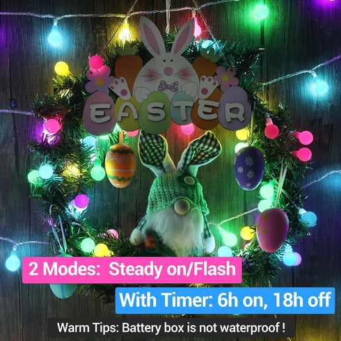 19.3ft 60 LYHOPE Easter Pastel Light, LED Globe Decoration Lights, Battery Powered Pastel String Lights for Easter