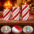 Set 3 Christmas Glitter Red Stripes LED Flameless Candles, Battery Operated Real Wax Pillar Candles with Remote