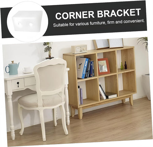 Boxonly 90 2 100Pcs Shelf Cabinet Door Degree Plastic Corner Braces Holes Angle Bracket,White