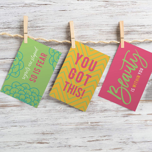 Canopy Street 25 Motivational Quote Postcards, 4" x 6" Inspirational Note Cards, Uplifting Bright Card Designs, Made In