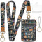 Goth Bookshelf Skull Lanyard Wallet with ID Badge Holder, Witchy Small RFID