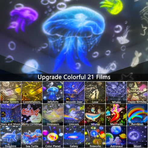 LytRdIt 21 Sets 360 of Films, Kids Night Light Projector, Projector Night Light for Kids Bedroom, Ceiling, Star Galaxy