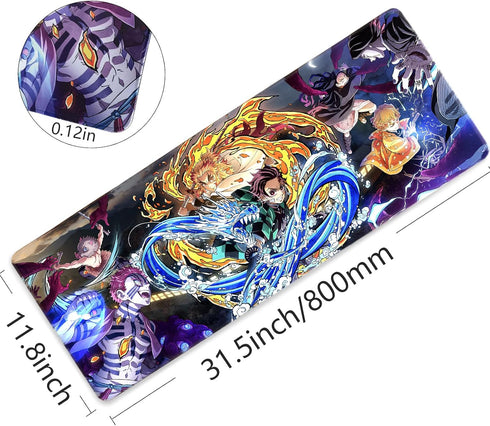 Large Gaming Mouse Pad Compatible with Demon Slayer - Non Slip Rubber Base for Home Office