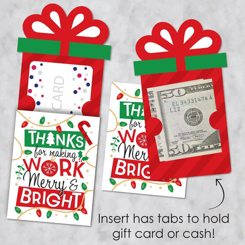 Set 8 Big Dot of Happiness Co-Worker Appreciation - Christmas Thank You Employee Staff Money and Gift Card Sleeves