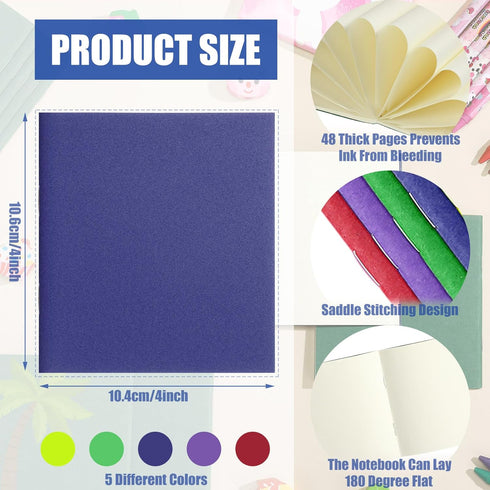 Thenshop 50 Pack Mini Pocket Kraft Notebooks, 4 x 4 Inch, Blank Page Notepads for School and Parties