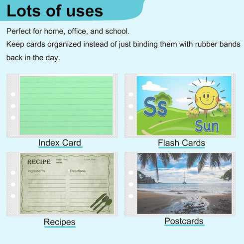 MANWU 35 (2pcs index card Binder organizer with Plastic pocket Sleeves, small organized folder for recipes