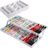 Multi Level Smart Drawer Organizer, Expandable Storage Trays for Jewelry, Cosmetics, Tools, Battery, White