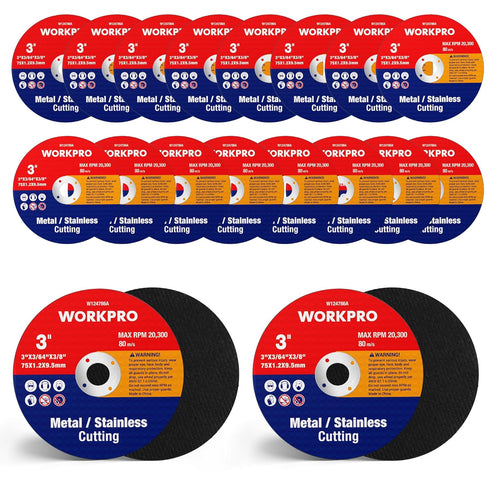 WORKPRO 20-Pack Cut-Off Wheels - 3 X 3/8-inch Metal & Stainless Steel Cutting Wheel, Thin Metal Cutting Disc for Angle