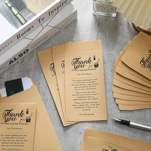 Eersida 500 Pcs Kraft Housekeeping Week Appreciation Tip Thank You Envelopes, Self Adhesive Tip Envelopes for Cash