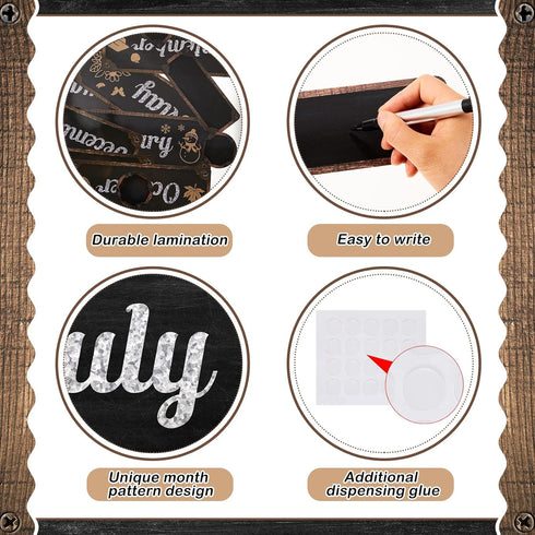 Gueevin 60 Pcs Industrial Chic Months of the Year Bulletin Board Set, Holiday Monthly Headliners