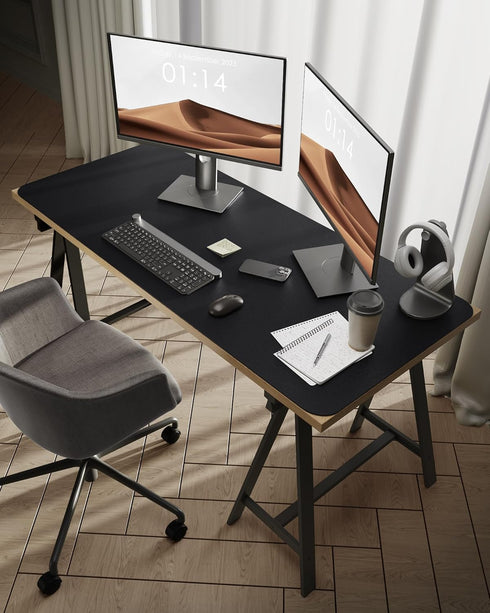 YSAGi Leather Desk Pad Protector, Large Mouse Pad, Non-Slip PU Leather Desk Blotter, Black, 47.2" x 23.6"