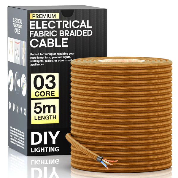 16.4ft 18 Cloth Covered Electrical Wire 5m Vintage Style 18-Gauge Twisted Braided