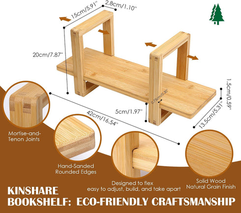 KinShare Small Adjustable Desk Bookshelf Organizer Open Bookend Shelf Flexible to Fit as Much or as Little