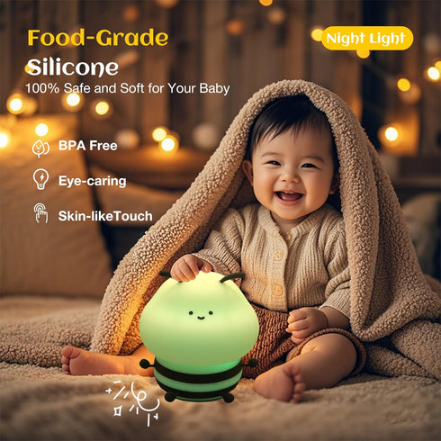 YSCYQ 3 Changing,7colors Bee Night Light For Kids, Squishy Lamp, Animal Night Light, Levels Of Brightness,Kids Lamp