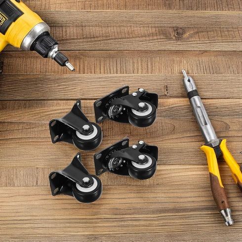 2-inch Set FRCOLOR Furniture Caster Wheels Black Heavy Duty Pu Swivel and Rigid Plate Casters with Brake Quiet Rolling