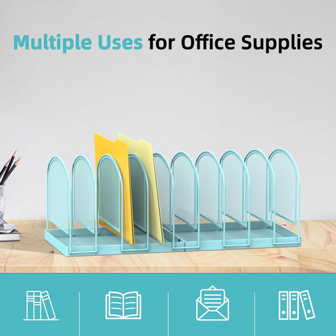 9-Section SUPEASY File Organizer Mesh Desk Organizer, Upright File Organizer Desktop Organizer File Sorter, File Folder