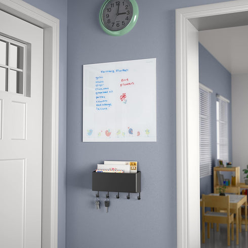 ECR4Kids MessageStor Magnetic Dry-Erase Glass Board - 17.5in x 17.5in Wall-Mounted Whiteboard, 2-Pack
