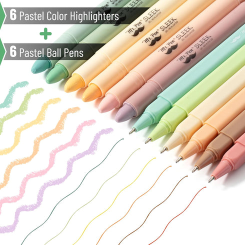 Mr. Pen Aesthetic Gel Highlighters and Pens, 12 Pack, Pastel Colors, No Bleed for Bible Study
