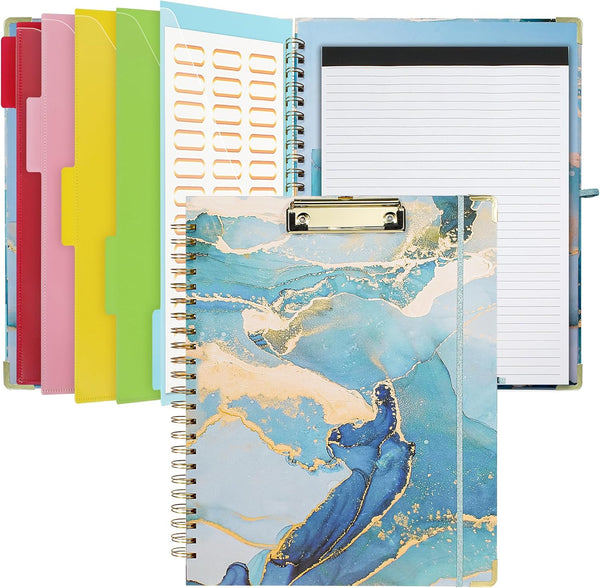 Clipboard with Storage and Refillable Notepad for Letter Size 8.5"x 11", Cute Clip Board with 5 Extra Folders and Tabs