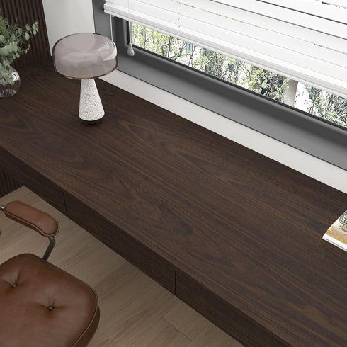 JSEVEM 24"118" Dark Brown Black Walnut Wood Wallpaper Peel and Stick Waterproof