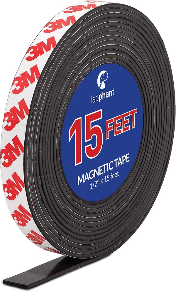 Magnetic Tape Roll, 15 Feet with 3M Strong Adhesive Backing for DIY and Art Projects