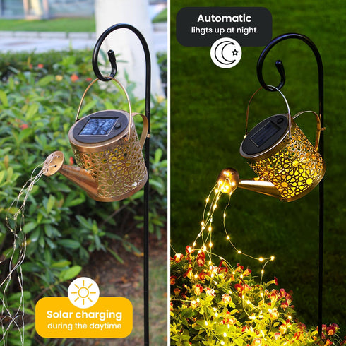 X-PREK Solar Garden Lights Outdoor Lanterns Decoration, Metal Solar Watering Can Lights Outdoor Waterproof, Small Patio