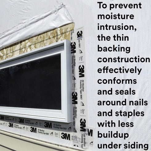 3M 8067, 2 75 1 All Weather Flashing Tape in x ft, Roll, Adhesive Backed Split Liner, Prevents Moisture Intrusion