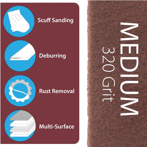 6" 9" 320 10 Pack x Non-Woven Surface Prep Between Coats Finishing Pads for Wood, Metal, Rust Removal, Deburring, Clean