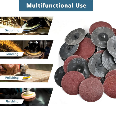 Lainballow 50 3 inch 80 Pcs Sanding Discs, Grit Grinding Pads, R-Type Roll Lock Sandpaper Discs, Quick Change Grinding