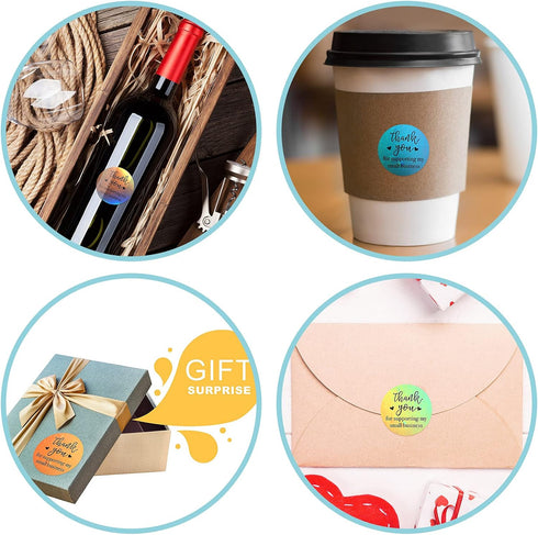 Outus 620 Set Packaging Pieces Thank Cards and Stickers Thank Gold Foil Stickers for Supporting My Small Business