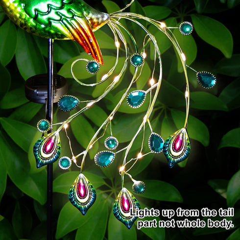 Glintoper Solar Garden Lights, 39 Inch Height Outdoor Metal Peacock Decorative Stakes for Lawn Pathway Decoration