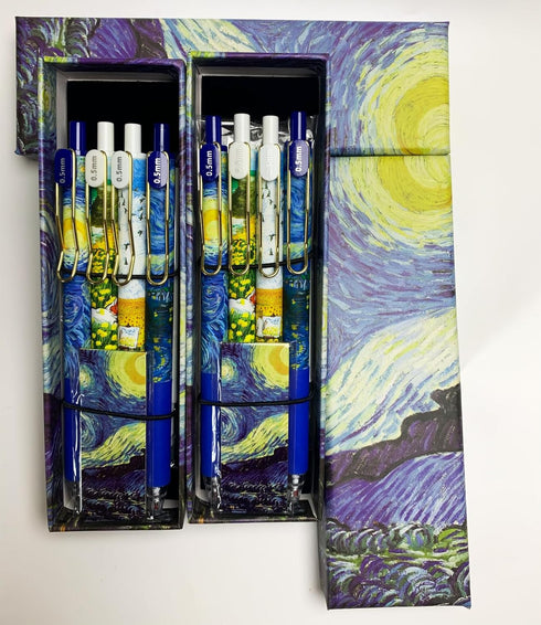 Starry Night Pens, Van Gogh Office Supplies, Black 0.5mm Fine Point Smooth Writing Pens for Journaling