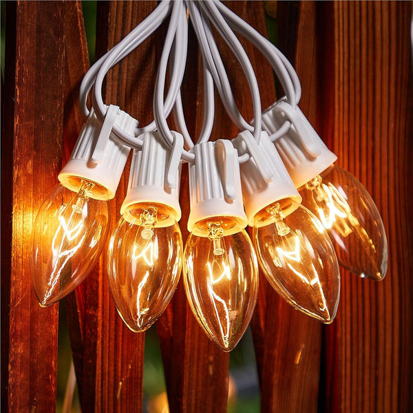 Minetom C9 Clear Christmas String Lights, 25FT 25 Blubs Bright & Warm