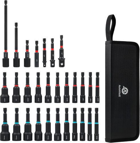 29-Piece Magnetic Nut Driver Set, Impact Drill Driver Bits 1/4" Hex Shank,