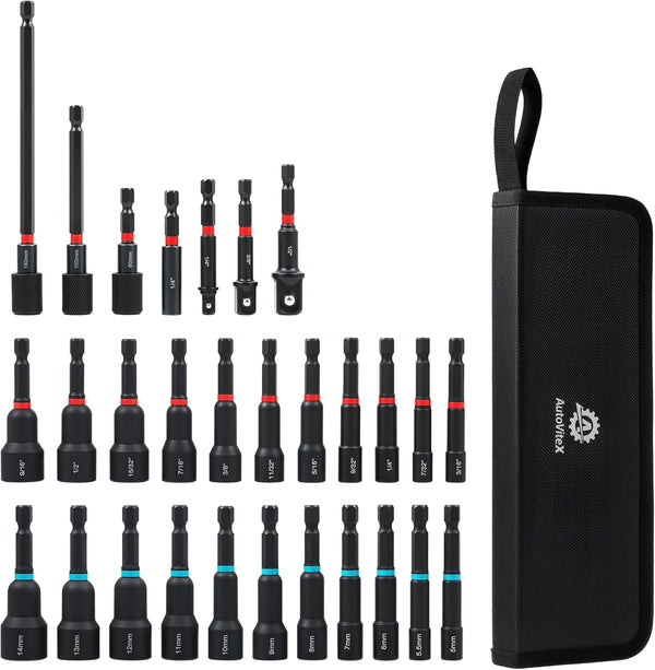 29-Piece Magnetic Nut Driver Set, Impact Drill Driver Bits 1/4" Hex Shank,