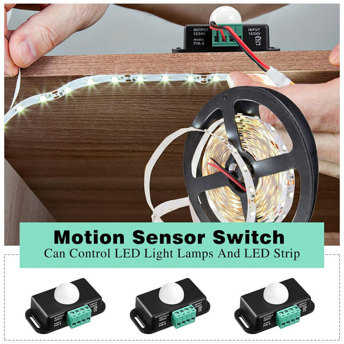 6 Pack 12V 24V PIR Sensor LED Motion Sensor Motion Detector Light Switch Body Infrared Sensing Timer Function Sign