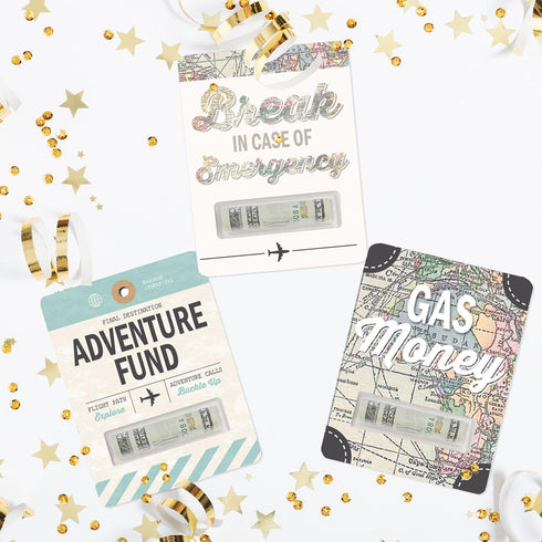 Set 6 Big Dot of Happiness World Awaits - DIY Assorted Travel Themed Party Cash Holder Gift - Funny Money Cards