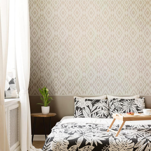 Outus 8 Pieces Wall Stencils, 12 x 12 Inch Reusable Geometric Modern Herringbone Pattern for Painting Decor