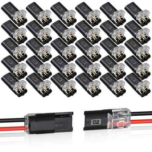 hongliang 30PCS Double Wire Plug in Connector,Pluggable Low Voltage Wire Connector with Locking