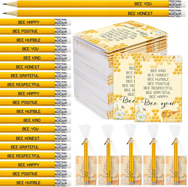 Bee Themed Gift Sets, 24 Bee Notebooks and 48 Bee Pencils, Mini Notebooks for Kids Back to School Gifts