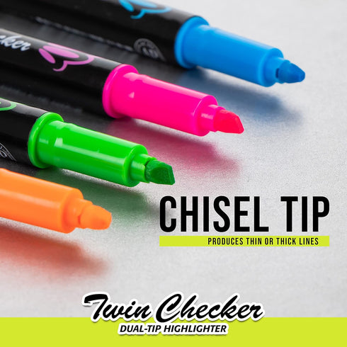 Pentel Twin Checker Dual-Tip Highlighter, Pack of 12, Chisel Tip, Yellow/Green Ink (SLW8-GK)