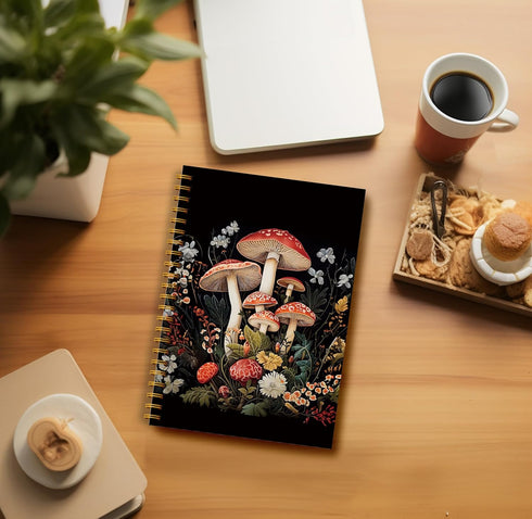 Mushroom Spiral Journal Notebook - 5.5×8.3, 164 Pages, Mushroom Gifts Spiral Notebook Journal for Women