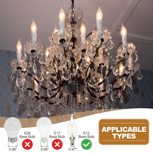2 Inch 12Pcs E12 Bulb PATIKIL Tall Candle Covers Sleeves, Plastic Chandelier Socket Sleeves Drip Candle Socket Covers